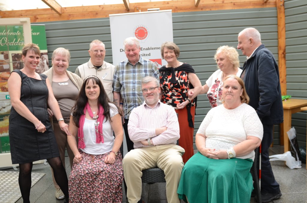 Debbie's 30 year celebration/Rally DBE's Deafblind Awareness Officers joined in the celebrations with Debbie and Dr Philip Gafga, Consultant on Deafblindness: Sarah, Alberta, Julia, Pauline, Thomas, Ron, Pat, Peter